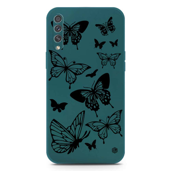 Cute Butterfly Design Soft Phone Case - Silica Gel Case - Darkgreen - Samsung Galaxy A50