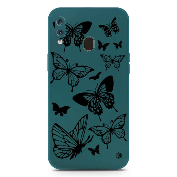 Cute Butterfly Design Soft Phone Case - Silica Gel Case - Darkgreen - Samsung Galaxy A30