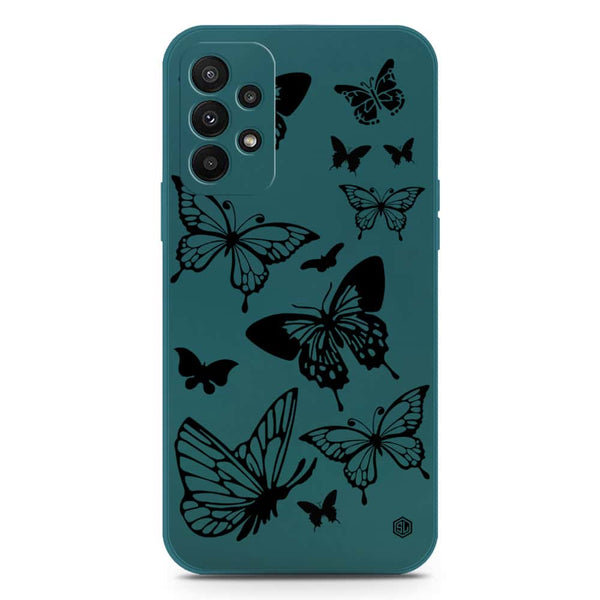 Cute Butterfly Design Soft Phone Case - Silica Gel Case - Darkgreen - Samsung Galaxy A23