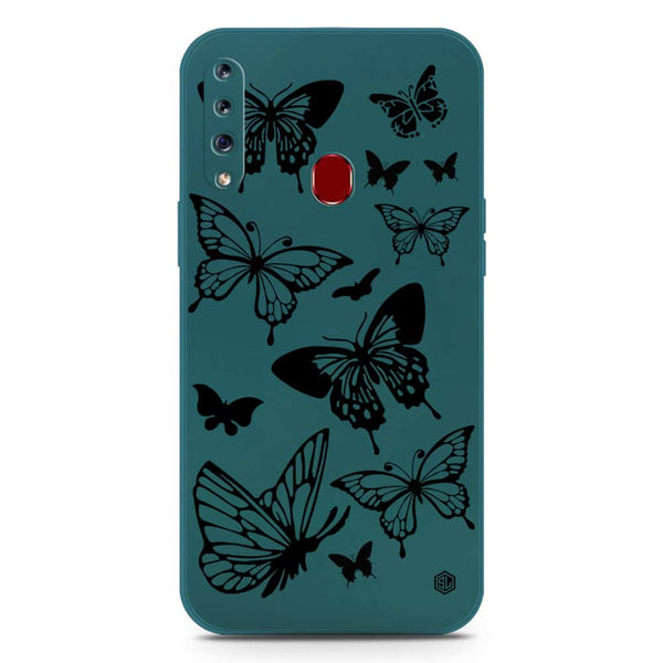 Cute Butterfly Design Soft Phone Case - Silica Gel Case - Darkgreen - Samsung Galaxy A20s