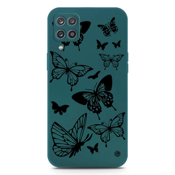 Cute Butterfly Design Soft Phone Case - Silica Gel Case - Darkgreen - Samsung Galaxy A12