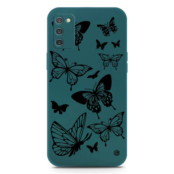 Cute Butterfly Design Soft Phone Case - Silica Gel Case - Darkgreen - Samsung Galaxy A03s