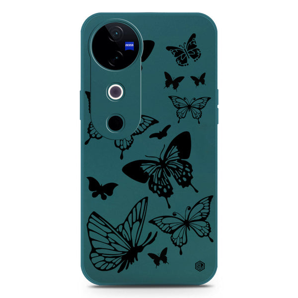 Cute Butterfly Design Soft Phone Case - Silica Gel Case - Darkgreen - Vivo S19