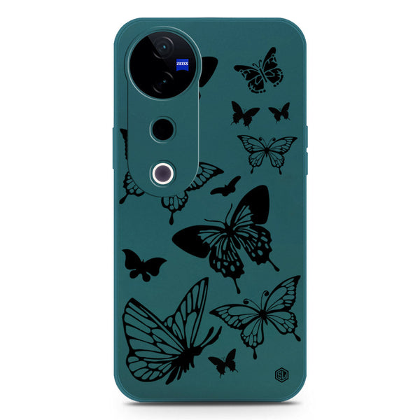 Cute Butterfly Design Soft Phone Case - Silica Gel Case - Darkgreen - Vivo S19 Pro