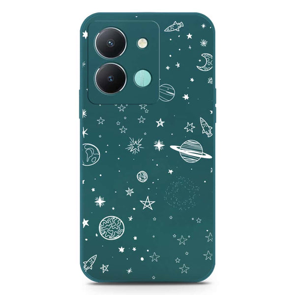 Stardust Dreams Design Soft Phone Case - Silica Gel Case - Darkgreen - Vivo Y36 4G