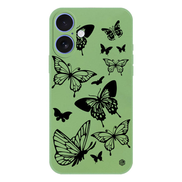 Cute Butterfly Design Soft Phone Case - Silica Gel Case - LightGreen - iPhone 16 Plus