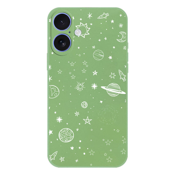 Stardust Dreams Design Soft Phone Case - Silica Gel Case - LightGreen - iPhone 16 Plus