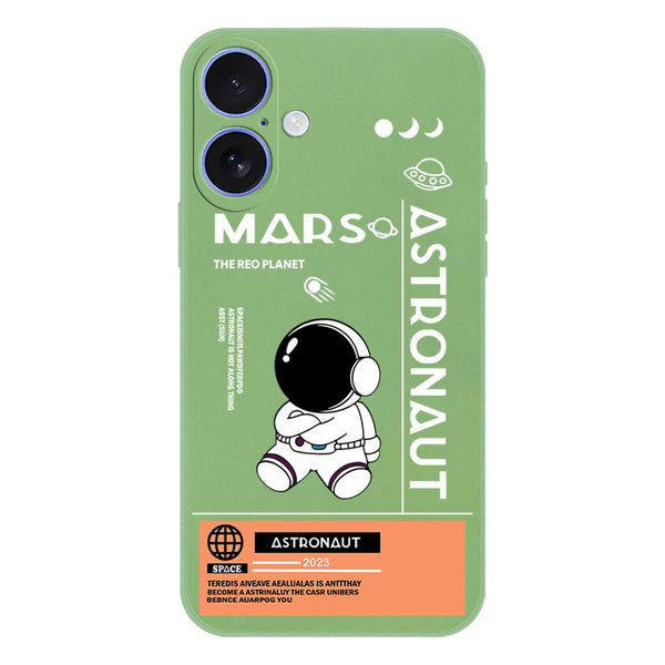 Astronaut Series Design Soft Phone Case - Silica Gel Case - LightGreen - iPhone 16 Plus