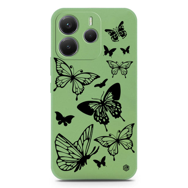 Cute Butterfly Design Soft Phone Case - Silica Gel Case - LightGreen - Xiaomi Redmi Note 14 4G