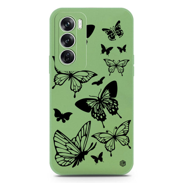 Cute Butterfly Design Soft Phone Case - Silica Gel Case - LightGreen - Oppo Reno 12