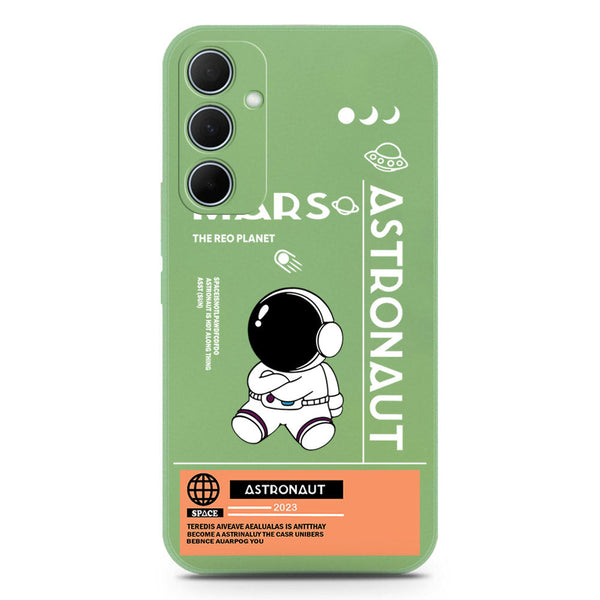 Astronaut Series Design Soft Phone Case - Silica Gel Case - LightGreen - Samsung Galaxy A55