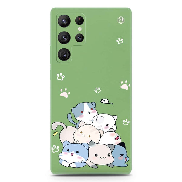 Cute Design Soft Phone Case - Silica Gel Case - LightGreen - Samsung Galaxy S22 Ultra 5G