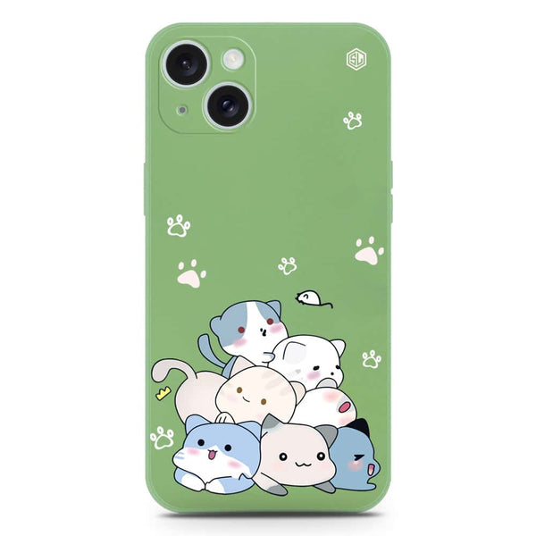 Cute Design Soft Phone Case - Silica Gel Case - LightGreen - iPhone 15 Plus