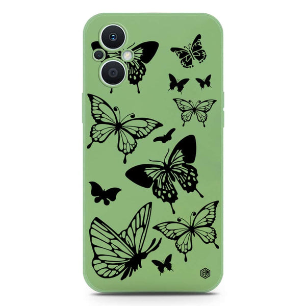 Cute Butterfly Design Soft Phone Case - Silica Gel Case - LightGreen - Oppo Reno 7 Lite