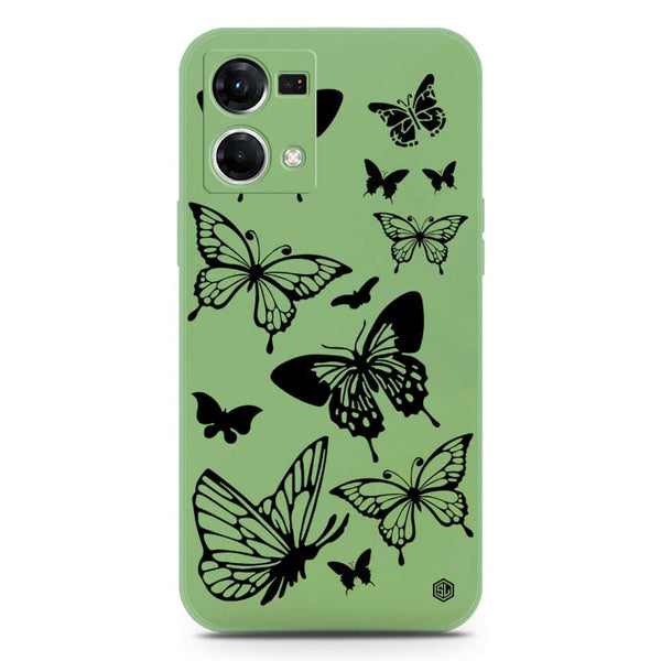 Cute Butterfly Design Soft Phone Case - Silica Gel Case - LightGreen - Oppo Reno 7 4G