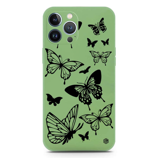 Cute Butterfly Design Soft Phone Case - Silica Gel Case - LightGreen - iPhone 13 Pro