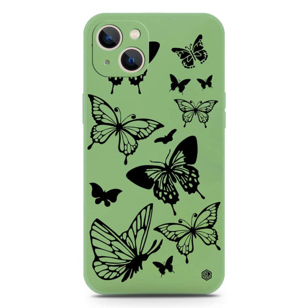 Cute Butterfly Design Soft Phone Case - Silica Gel Case - LightGreen - iPhone 13 Mini