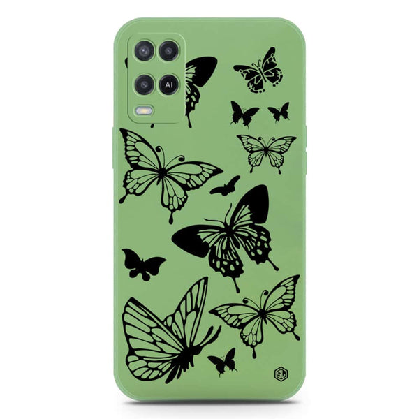 Cute Butterfly Design Soft Phone Case - Silica Gel Case - LightGreen - Oppo A54 4G