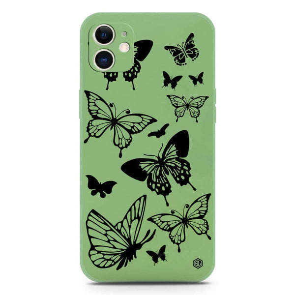 Cute Butterfly Design Soft Phone Case - Silica Gel Case - LightGreen - iPhone 12