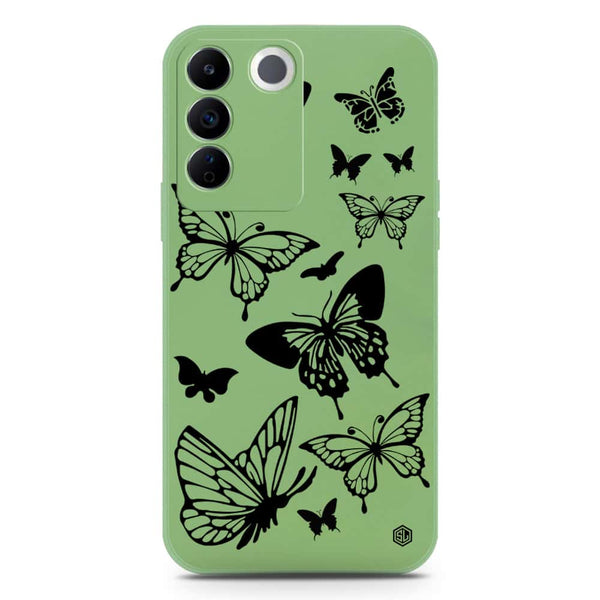 Cute Butterfly Design Soft Phone Case - Silica Gel Case - LightGreen - Vivo S16e