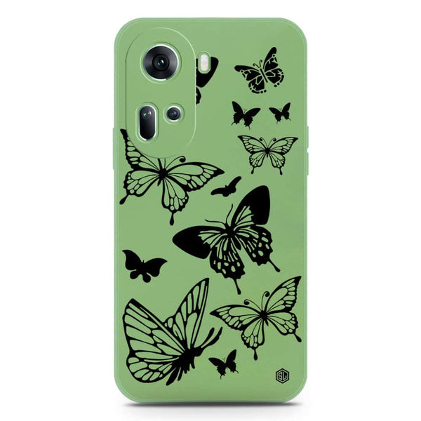 Cute Butterfly Design Soft Phone Case - Silica Gel Case - LightGreen - Oppo Reno 11 5G