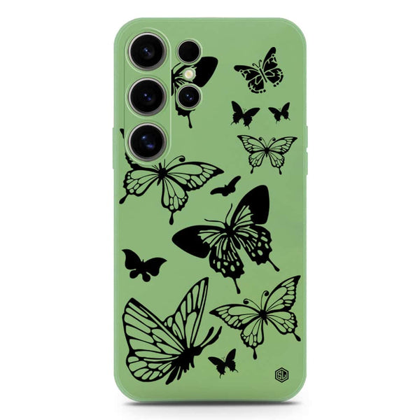 Cute Butterfly Design Soft Phone Case - Silica Gel Case - LightGreen - Samsung Galaxy S24 Ultra