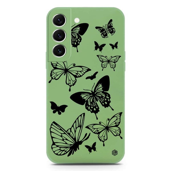 Cute Butterfly Design Soft Phone Case - Silica Gel Case - LightGreen - Samsung Galaxy S22 5G