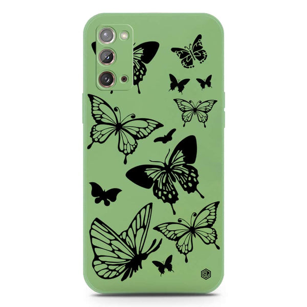 Cute Butterfly Design Soft Phone Case - Silica Gel Case - LightGreen - Samsung Galaxy Note 20
