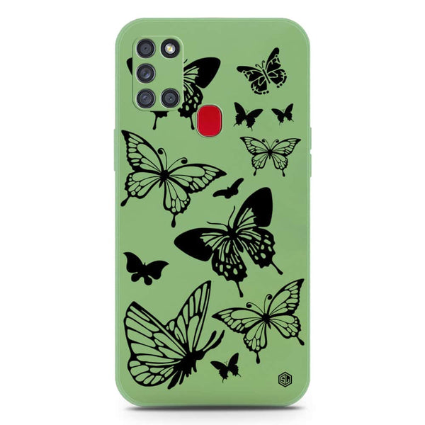 Cute Butterfly Design Soft Phone Case - Silica Gel Case - LightGreen - Samsung Galaxy A21s