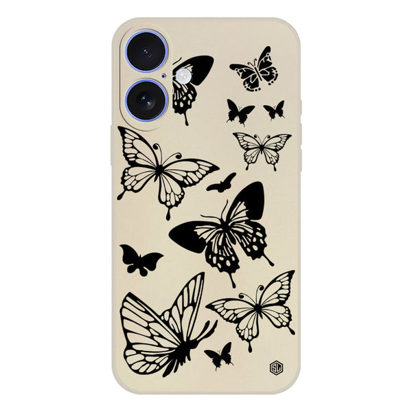 Cute Butterfly Design Soft Phone Case - Silica Gel Case - Offwhite - iPhone 16