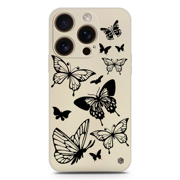 Cute Butterfly Design Soft Phone Case - Silica Gel Case - Offwhite - iPhone 16 Pro