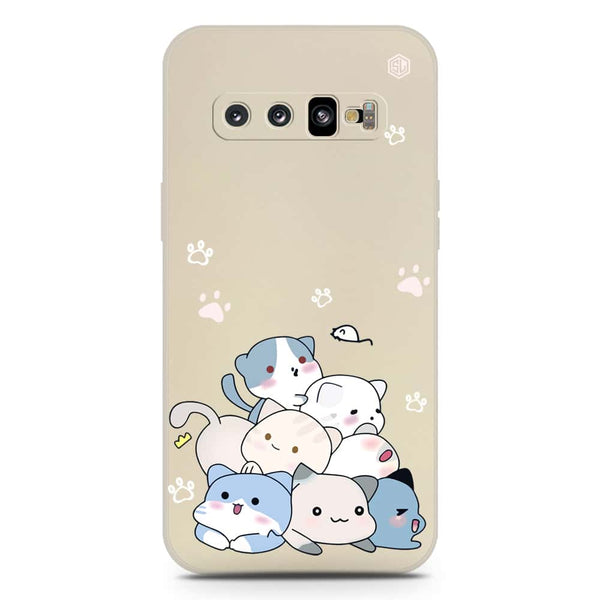 Cute Design Soft Phone Case - Silica Gel Case - Offwhite - Samsung Galaxy S10 Plus