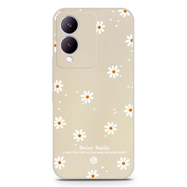 Daisy Smile Design Soft Phone Case - Silica Gel Case - Offwhite - Vivo Y17s