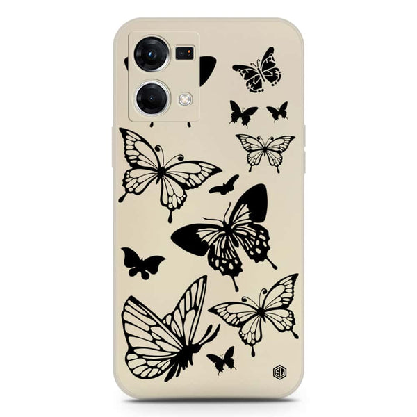 Cute Butterfly Design Soft Phone Case - Silica Gel Case - Offwhite - Oppo Reno 7 4G