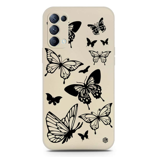 Cute Butterfly Design Soft Phone Case - Silica Gel Case - Offwhite - Oppo Reno 5 4G