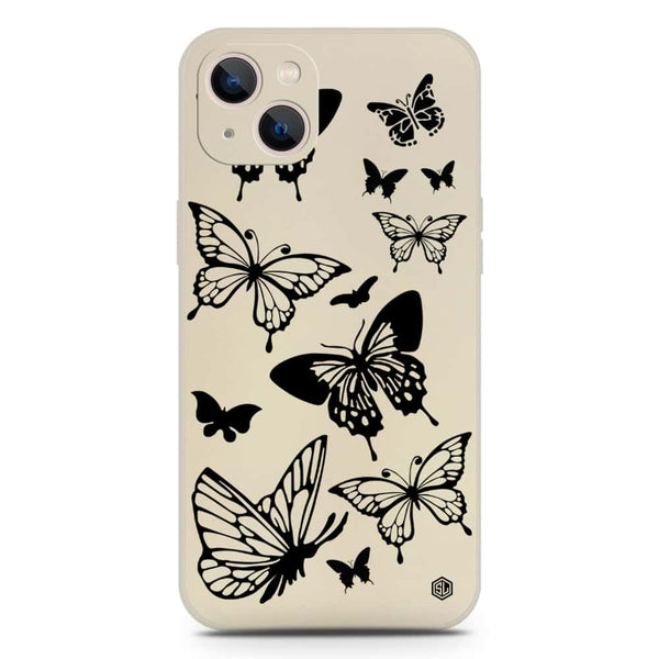Cute Butterfly Design Soft Phone Case - Silica Gel Case - Offwhite - iPhone 13 Mini