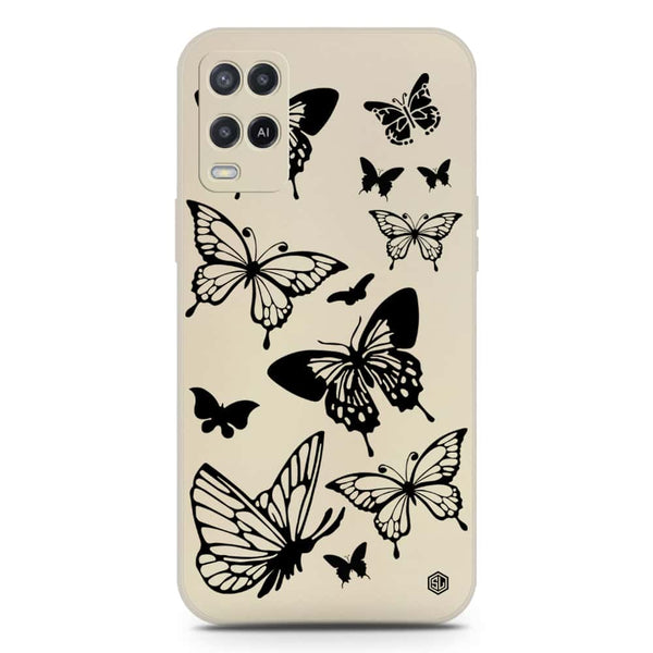 Cute Butterfly Design Soft Phone Case - Silica Gel Case - Offwhite - Oppo A55 5G