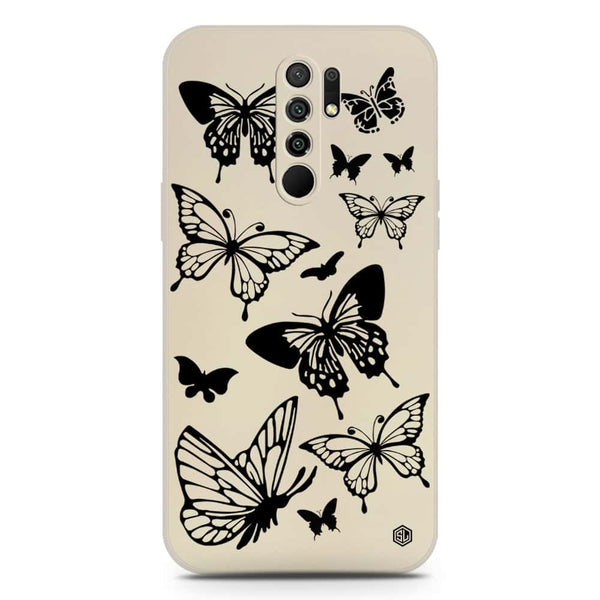 Cute Butterfly Design Soft Phone Case - Silica Gel Case - Offwhite - Xiaomi Redmi 9 Prime