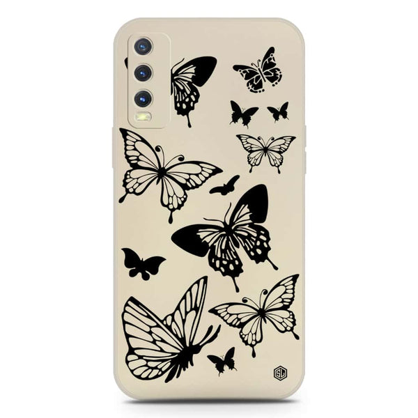 Cute Butterfly Design Soft Phone Case - Silica Gel Case - Offwhite - Vivo Y20