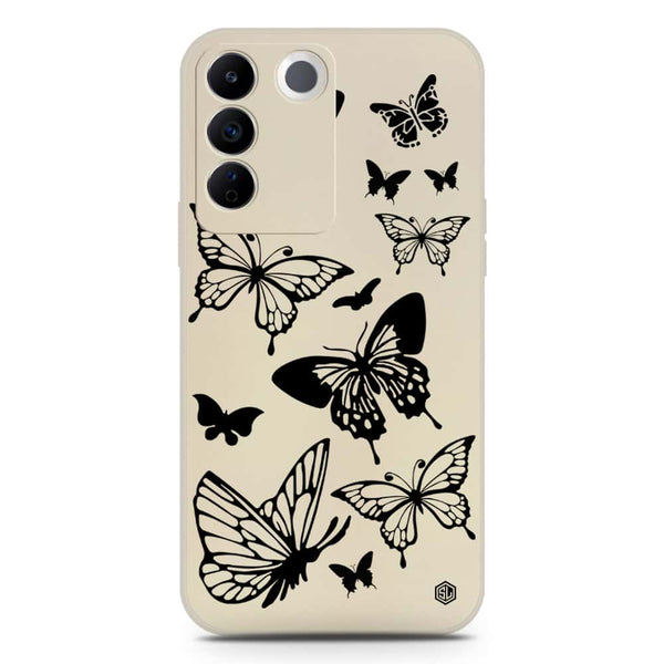 Cute Butterfly Design Soft Phone Case - Silica Gel Case - Offwhite - Vivo S16e