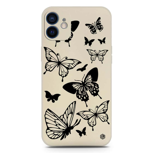 Cute Butterfly Design Soft Phone Case - Silica Gel Case - Offwhite - iPhone 12 Mini