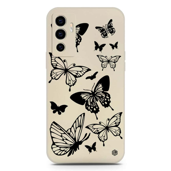 Cute Butterfly Design Soft Phone Case - Silica Gel Case - Offwhite - Vivo V23e