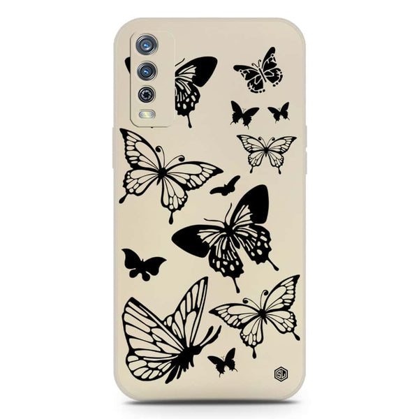 Cute Butterfly Design Soft Phone Case - Silica Gel Case - Offwhite - Vivo Y11s