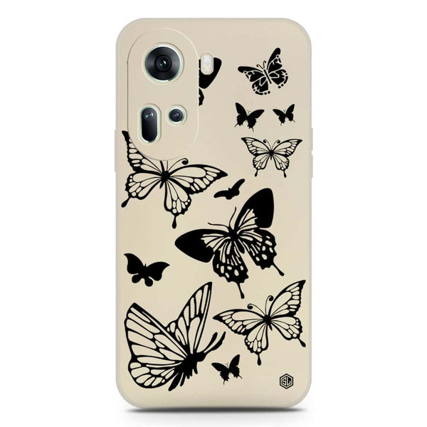 Cute Butterfly Design Soft Phone Case - Silica Gel Case - Offwhite - Oppo Reno 11 5G