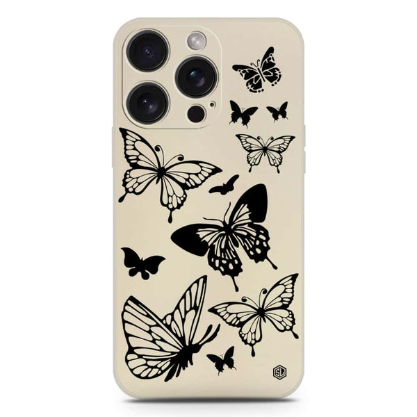 Cute Butterfly Design Soft Phone Case - Silica Gel Case - Offwhite - iPhone 15 Pro