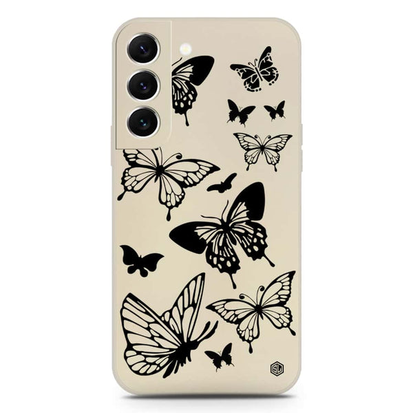 Cute Butterfly Design Soft Phone Case - Silica Gel Case - Offwhite - Samsung Galaxy S22 5G