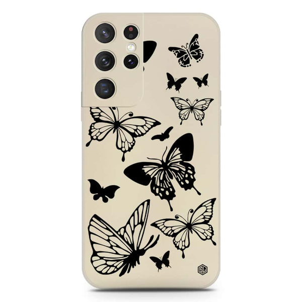 Cute Butterfly Design Soft Phone Case - Silica Gel Case - Offwhite - Samsung Galaxy S21 Ultra 5G