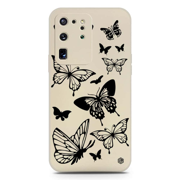 Cute Butterfly Design Soft Phone Case - Silica Gel Case - Offwhite - Samsung Galaxy S20 Ultra
