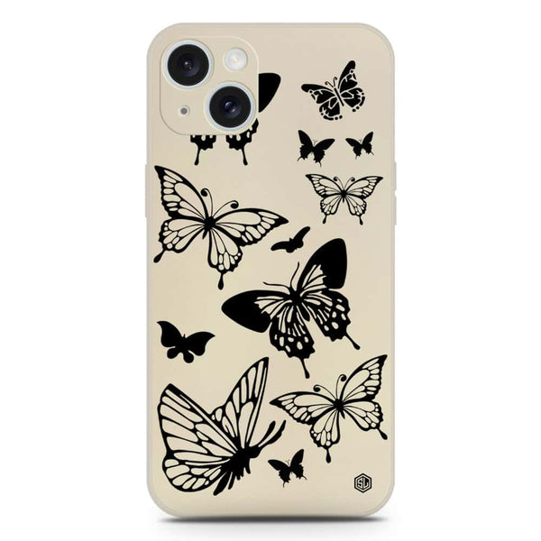 Cute Butterfly Design Soft Phone Case - Silica Gel Case - Offwhite - iPhone 15 Plus