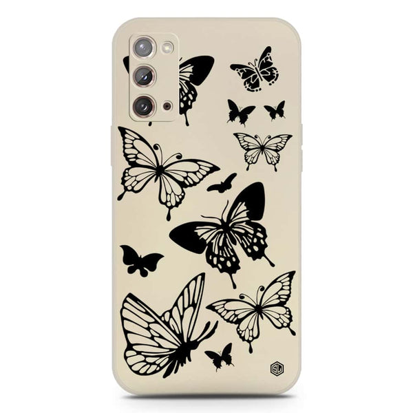 Cute Butterfly Design Soft Phone Case - Silica Gel Case - Offwhite - Samsung Galaxy Note 20